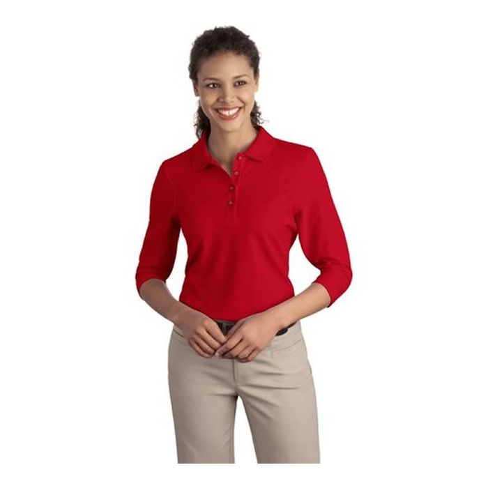 Ladies' 3/4 Sleeve Pique Polo Shirt - Quality Restaurant Uniforms