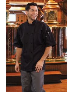 10 Knot Button Black Chef Coat with Short Sleeves