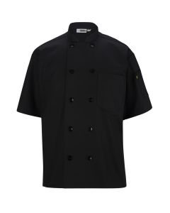 Black Short Sleeve Pearl Button Chef Coat
