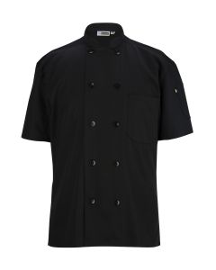 Black Short Sleeve Pearl Button with Mesh Back Chef Coat