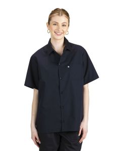 Black Unisex Button Front Utility Shirt with Mesh Back