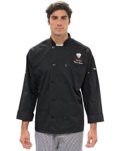Black Long Sleeve Pearl Button with Mesh Back Chef Coat