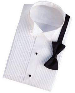 Ladies' Short Sleeve Wing Tip Collar Tuxedo Shirt with 1/4" Pleated front - SS901L
