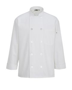 White Long Sleeve Pearl Button with Mesh Back Chef Coat
