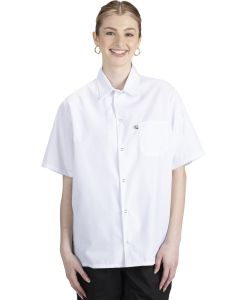 White Kitchen Shirt with Snap Closure