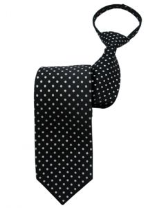 Zipper Tie-Black / White Dot
