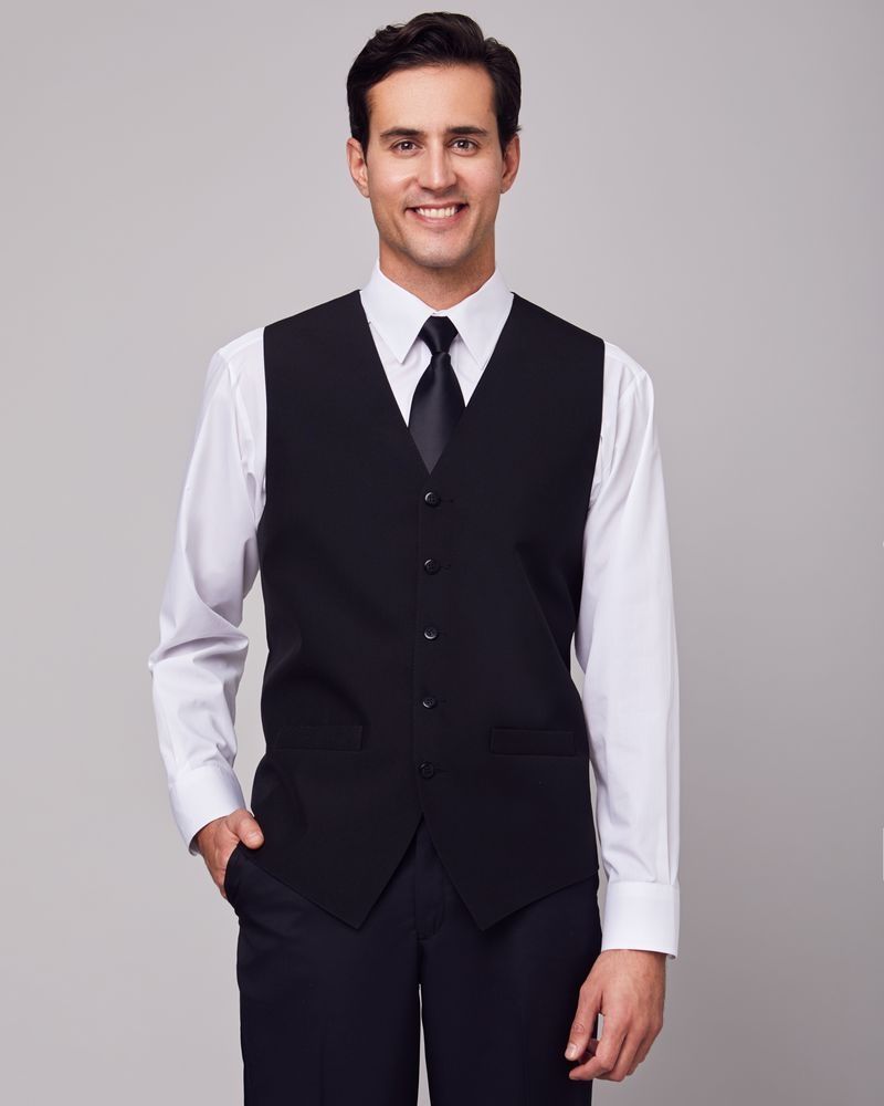 Restaurant server vest for women.  Black pants outfit, Formal vest, Mens  fitted vest