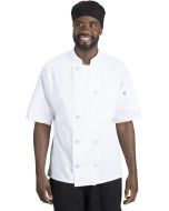 White Short Sleeve Pearl Button Chef Coat